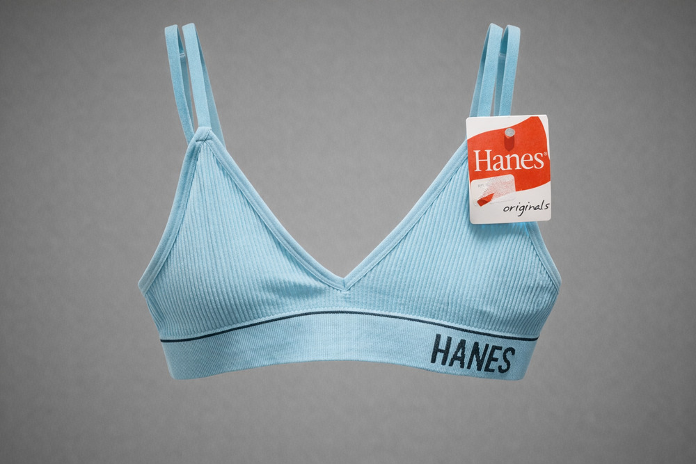 Cozy Athleisure Minimalist Ribbed Bralette Hanes Teal Wireless Comfort Bra S